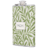 Vintage grüne Weidenblätter Monogramm Flachmann (Links)