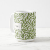 Vintage grüne Weidenblätter-Monogramm Kaffeetasse (Vorderseite Links)