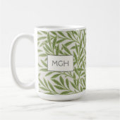 Vintage grüne Weidenblätter-Monogramm Kaffeetasse (Links)