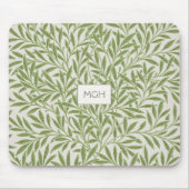 Vintage grüne Weidenblätter-Monogramm Mousepad (Vorne)