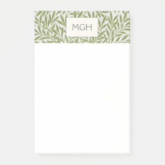 Vintage grüne Weidenblätter Monogramm Post-it Klebezettel (Vorderseite)
