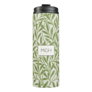 Vintage grüne Weidenblätter-Monogramm Thermosbecher