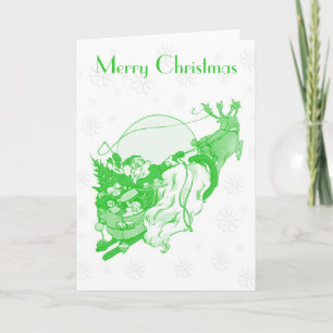 Vintage-grüne Weihnachtskarte Feiertagskarte