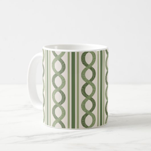 Vintage grüne Wellen Kaffeetasse (Vorderseite Links)