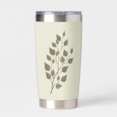 Vintage grüner Birkenzweig Thermobecher (Rückseite)