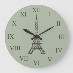 Vintage grüner Eiffelturm Paris Wanduhr