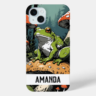 Vintage Grüner Frosch auf Pilz Benutzerdefinierter Case-Mate iPhone Hülle
