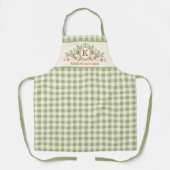 Vintage-grüner Gingham-Monogramm-Weihnachten Schürze (Vorderseite)