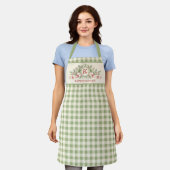 Vintage-grüner Gingham-Monogramm-Weihnachten Schürze (Getragen)
