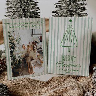 Vintage grüner handgezeichneter Weihnachts-Abstrak Feiertagskarte