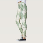 Vintage grüner Harlekin-Blumen-Script Leggings (Links)