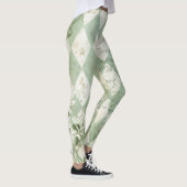 Vintage grüner Harlekin-Blumen-Script Leggings (Rechts)