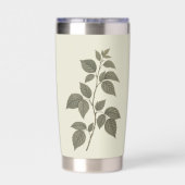 Vintage grüner Himbeerzweig Thermobecher (Rückseite)