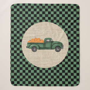 Vintage-grüner-Kürbis-LKW-Sherpa-Decke Sherpadecke