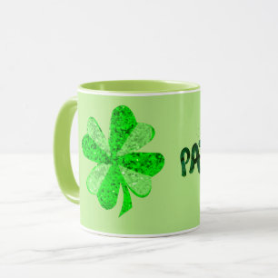 Vintage grüner Pailletten-Kleeblatt St. Patrick's Tasse