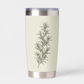 Vintage grüner Rosmarinzweig Thermobecher (Rückseite)
