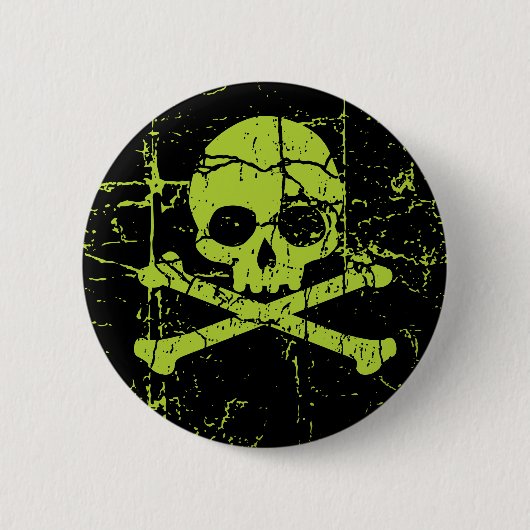 Vintage grüner Totenkopf Button (Vorderseite)
