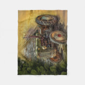 Vintage grüner Traktor rustikale alte Scheune Fleecedecke (Vorderseite)