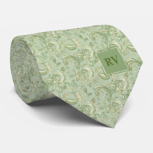 Vintage Grünes Florales Paisley-Muster Krawatte