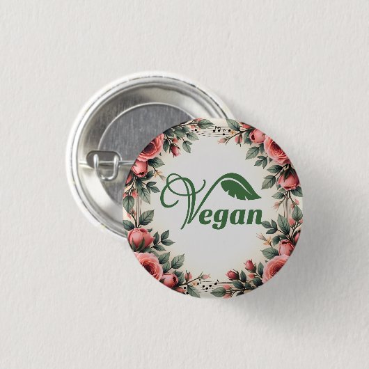 Vintage-grünes vegan Logo-Blatt von Bearnd Button (Vorne & Hinten)