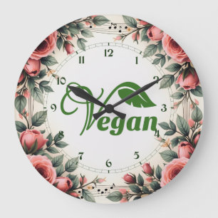 Vintage-Grünes-Vegan-Logo-Blatt von Bearnd Große Wanduhr