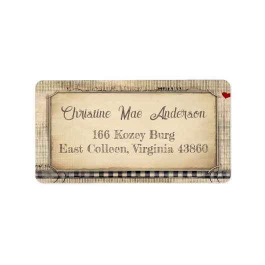 Vintage Grunge-Adresse / Versand / Book Label Adressaufkleber (Vorne)