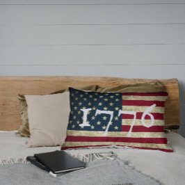 Vintage Grunge American Flag 1776 Kissen Für Draußen