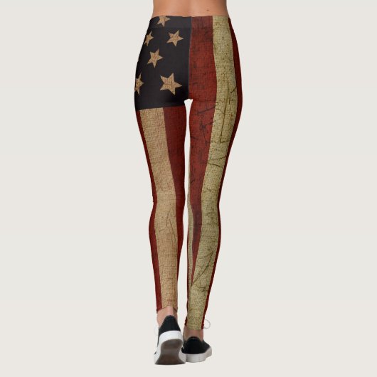 Vintage Grunge American Flag Leggings (Rückseite)