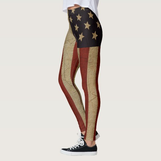 Vintage Grunge American Flag Leggings (Links)