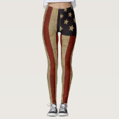 Vintage Grunge American Flag Leggings (Vorderseite)