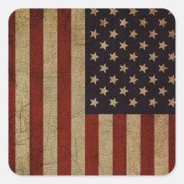 Vintage Grunge American Flag Quadratischer Aufkleber