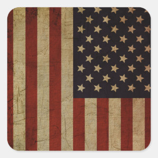 Vintage Grunge American Flag Quadratischer Aufkleber