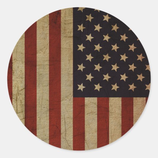 Vintage Grunge American Flag Runder Aufkleber (Vorderseite)