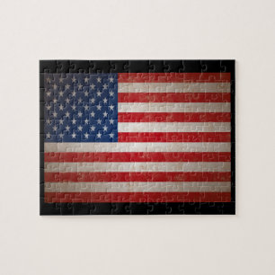 Vintage-Grunge-Amerikanische-Flagge Patriotisches- Puzzle