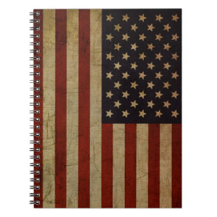 Vintage-Grunge-Amerikanisches-Flagge-Notizbuch Notizblock