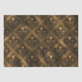Vintage Grunge Black and Gold Rosen Damask Seidenpapier