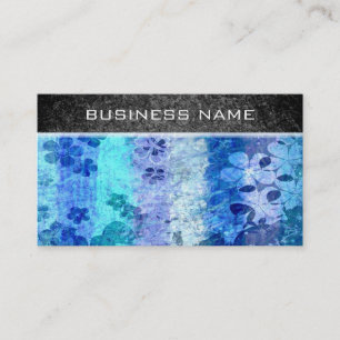 Vintage-Grunge-blaue Blumendruck 4 Visitenkarte
