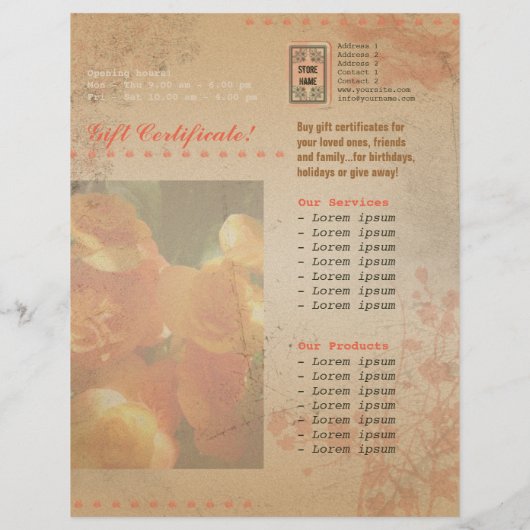 Vintage Grunge Blume - Flyer (Hinten)