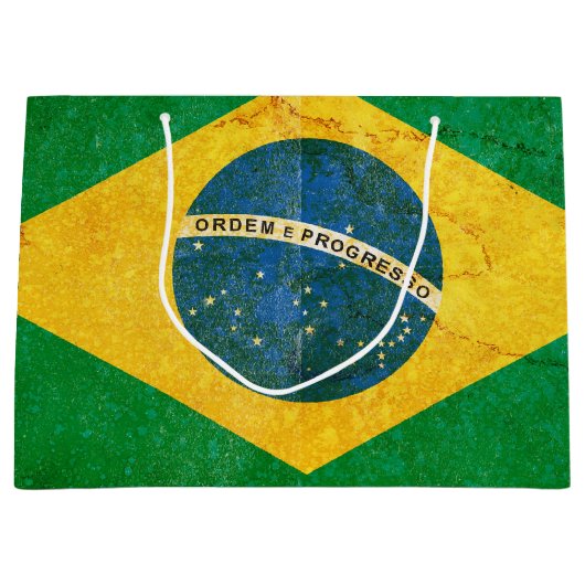 Vintage Grunge-Brasilien-Fahne Große Geschenktüte (Vorderseite)