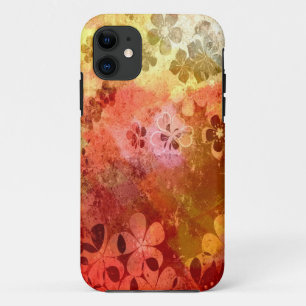 Vintage-Grunge bunter Blumenmuster 2 iPhone 11 Hülle