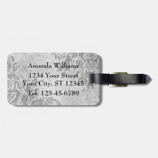 Vintage Grunge Damask Dragonfis Gepäckanhänger (Rückseite horizontal)