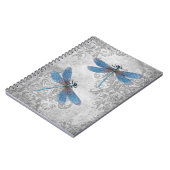 Vintage Grunge Damask Dragonfis Notizblock (Linke Seite)