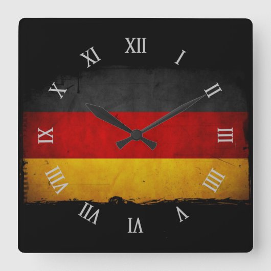 Vintage Grunge-Deutschland-Flagge Quadratische Wanduhr (Vorderseite)