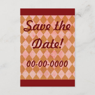 Vintage-Grunge-Diamant-Schachbrettmuster-Einladung Save The Date