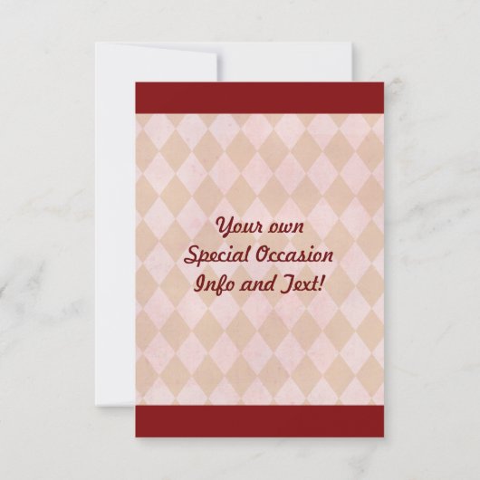 Vintage Grunge Diamond Checkered Custom Einladung (Rückseite)
