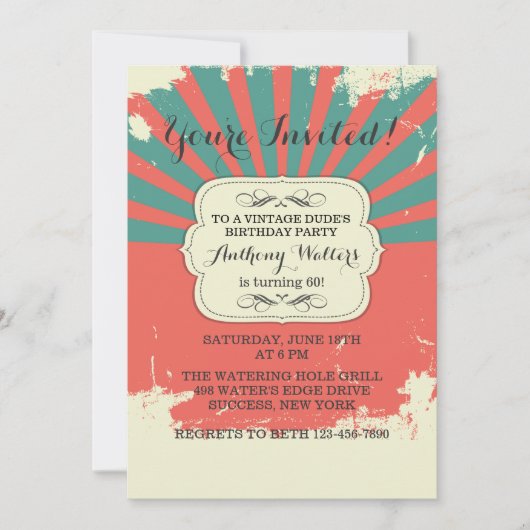 Vintage Grunge-Einladung Einladung (Vorderseite)