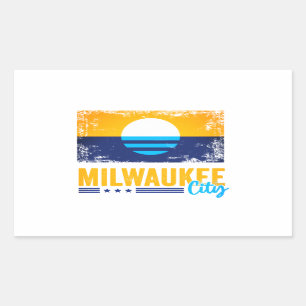 Vintage-Grunge-Flagge der Stadt Milwaukee, Wiscons Rechteckiger Aufkleber