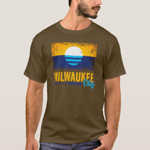 Vintage-Grunge-Flagge der Stadt Milwaukee, Wiscons T-Shirt