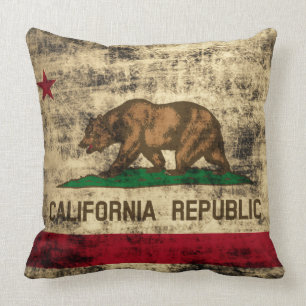 Vintage Grunge-Flagge von Kalifornien-Republik Kissen