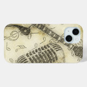 Vintage Grunge Gitarre und Mikrofon iPhone Case (Rückseite (Horizontal))